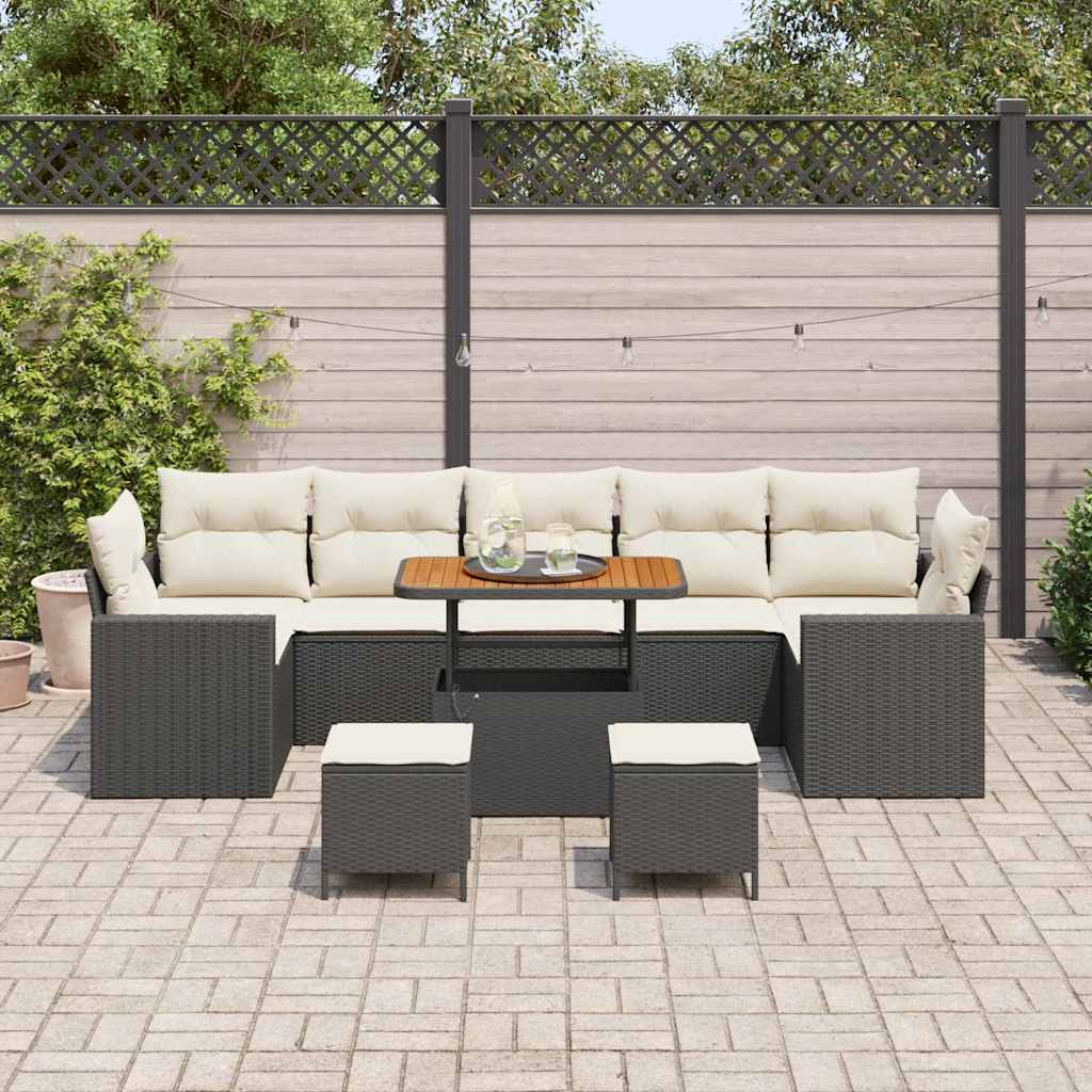 Tuinbankenset 10 pcs Zwart poly rattan
