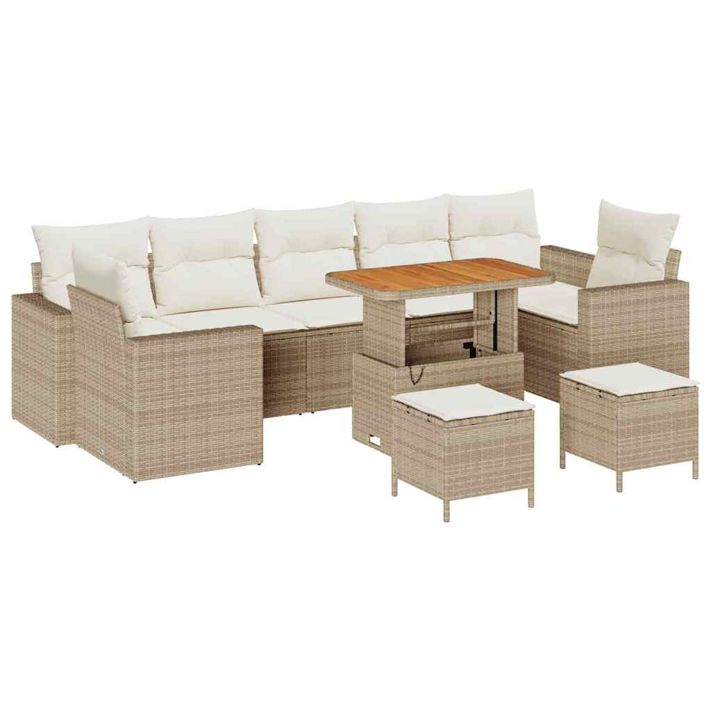 Tuinbankenset 10 pcs Beige poly rattan