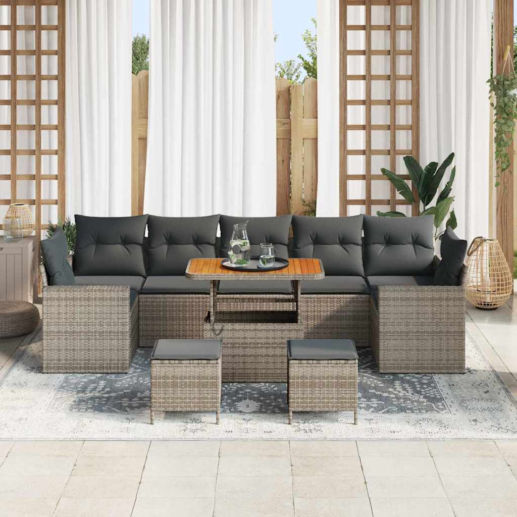 Tuinbankenset 10 pcs Grijs poly rattan