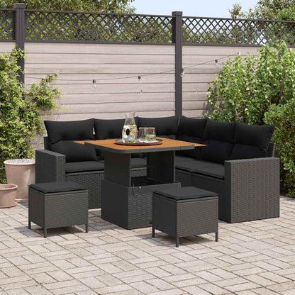 Tuinbankenset 8 pcs Zwart poly rattan