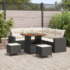 Tuinbankenset poly rattan acaciahout zwart