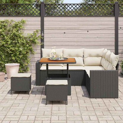 Tuinbankenset 8 pcs Zwart poly rattan