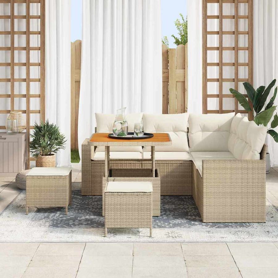 Tuinbankenset 8 pcs Beige poly rattan
