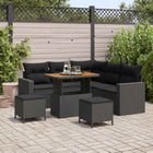 Tuinbankenset poly rattan acaciahout zwart