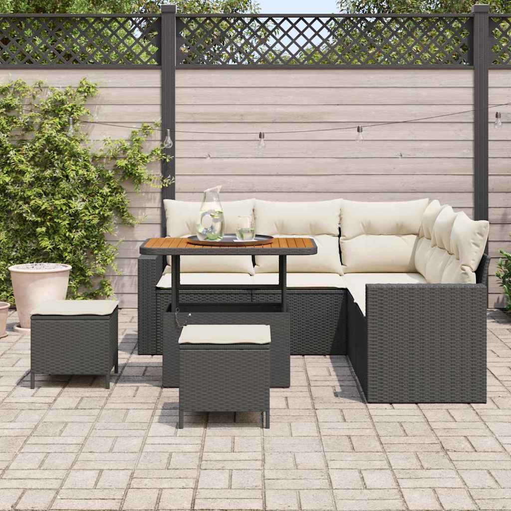 Tuinbankenset 8 pcs Zwart poly rattan