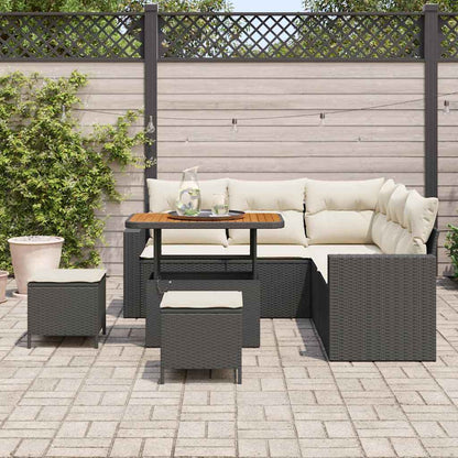 Tuinbankenset 8 pcs Zwart poly rattan