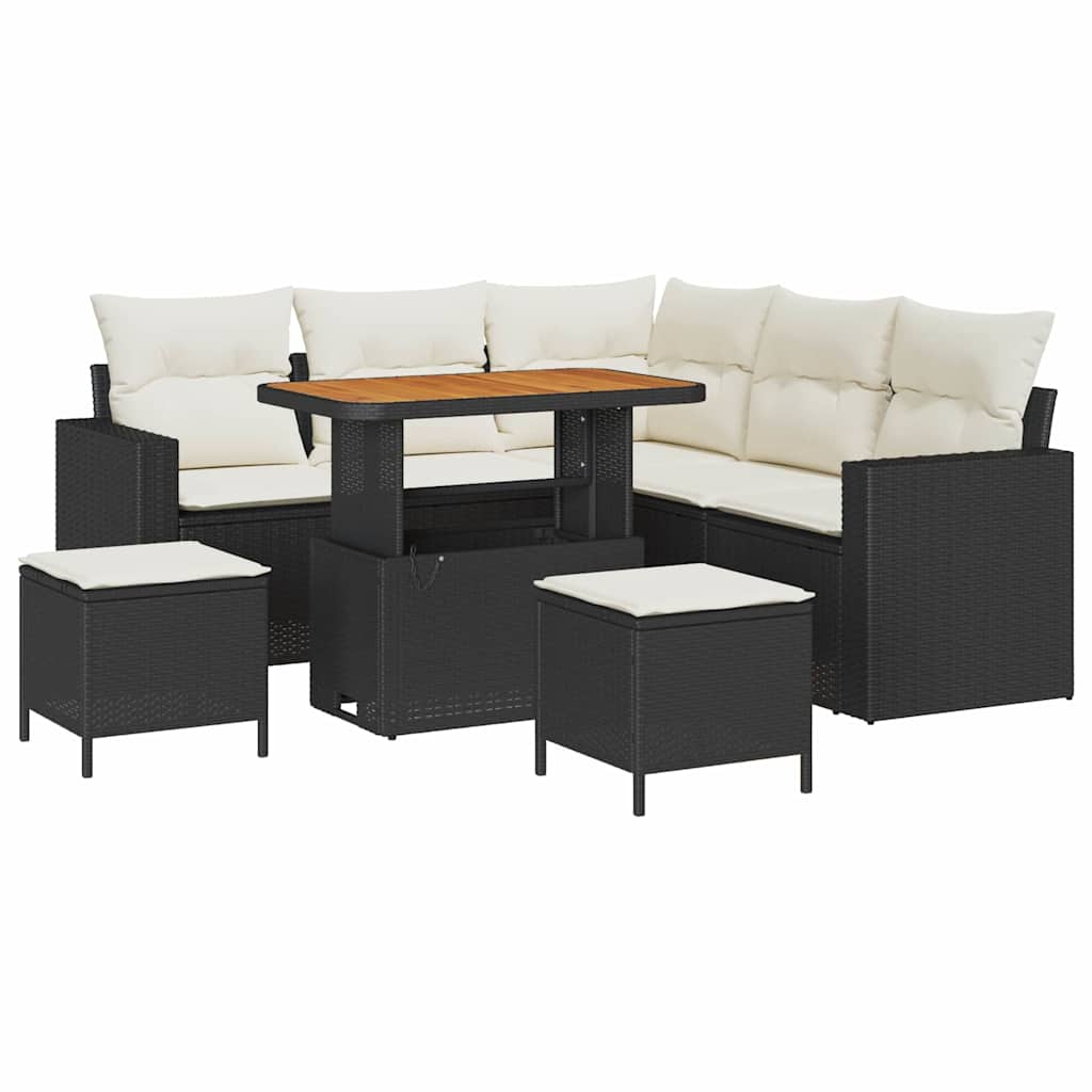 Tuinbankenset 8 pcs Zwart poly rattan