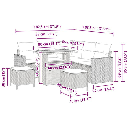 Tuinbankenset 8 pcs Zwart poly rattan