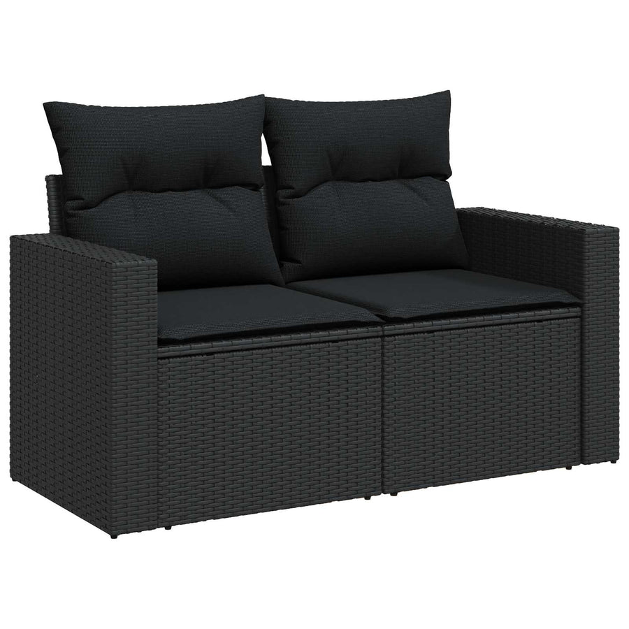 Tuinbankenset 9 pcs Zwart poly rattan