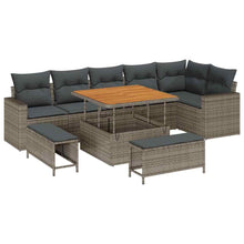 Tuinbankenset 9 pcs Grijs poly rattan