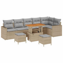 Tuinbankenset 9 pcs Beige poly rattan