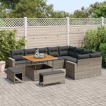 Tuinbankenset 12 pcs Grijs poly rattan