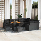 Tuinbankenset poly rattan zwart 12-delig