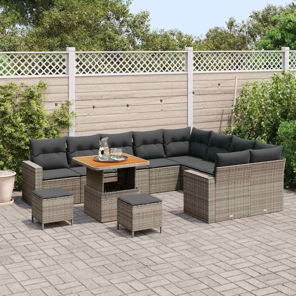 Tuinbankenset 12 pcs Grijs poly rattan