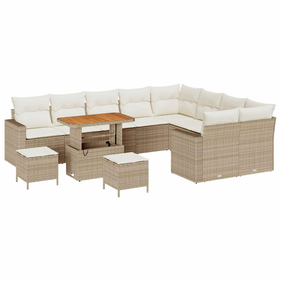 Tuinbankenset 12 pcs Beige poly rattan