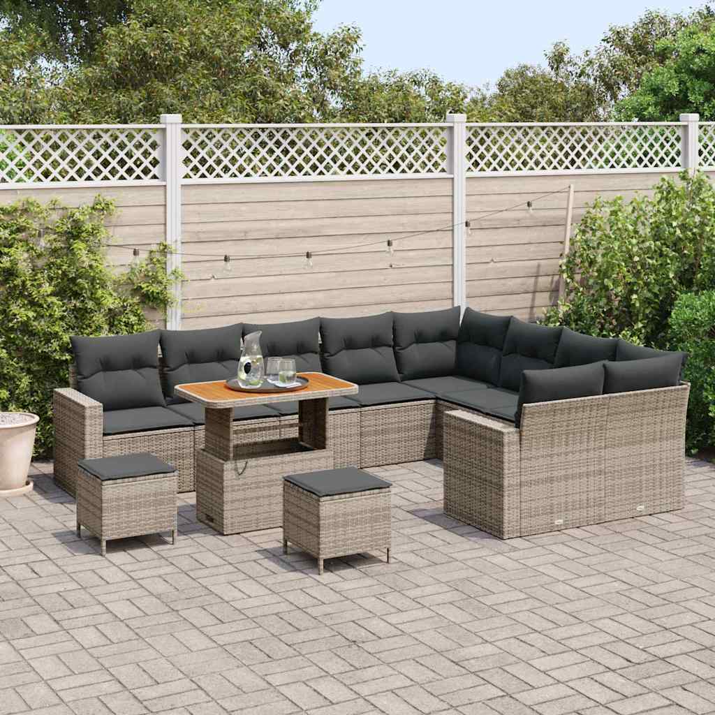 Tuinbankenset 12 pcs Grijs poly rattan