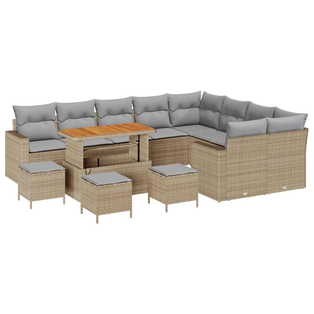 Tuinbankenset 13 pcs Beige poly rattan