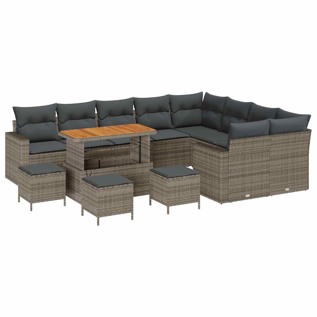 Tuinbankenset 13 pcs Grijs poly rattan