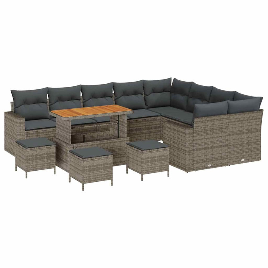 Tuinbankenset 13 pcs Grijs poly rattan