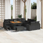 Tuinbankenset poly rattan zwart 13-delig