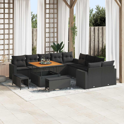 Tuinbankenset 13 pcs Zwart poly rattan