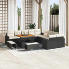 Tuinbankenset poly rattan zwart 13-delig