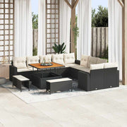 Tuinbankenset poly rattan zwart 13-delig