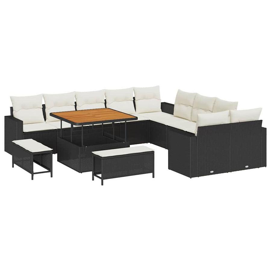 Tuinbankenset 13 pcs Zwart poly rattan