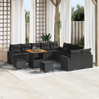 Tuinbankenset poly rattan zwart 13-delig