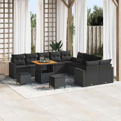 Tuinbankenset 13 pcs Zwart poly rattan