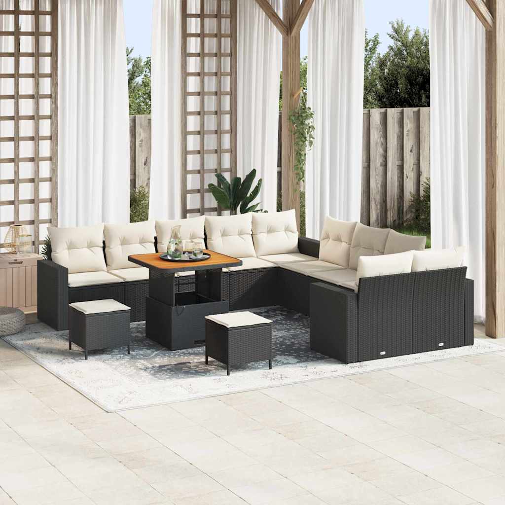 Tuinbankenset 13 pcs Zwart poly rattan