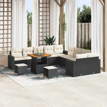 Tuinbankenset 13 pcs Zwart poly rattan