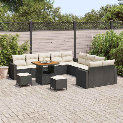 Tuinbankenset 13 pcs Zwart poly rattan