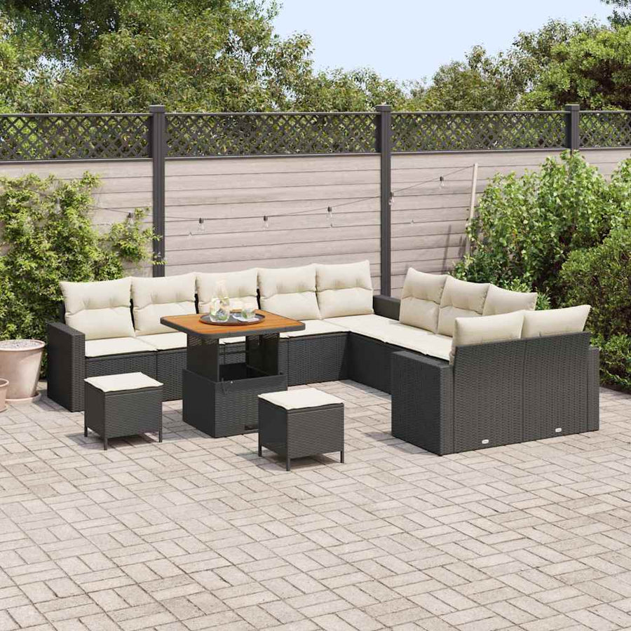 Tuinbankenset 13 pcs Zwart poly rattan