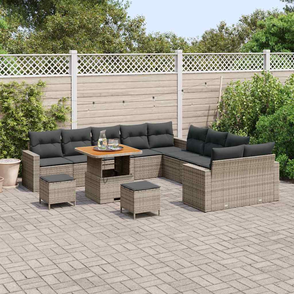 Tuinbankenset 13 pcs Grijs poly rattan