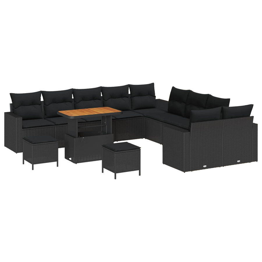 Tuinbankenset 13 pcs Zwart poly rattan