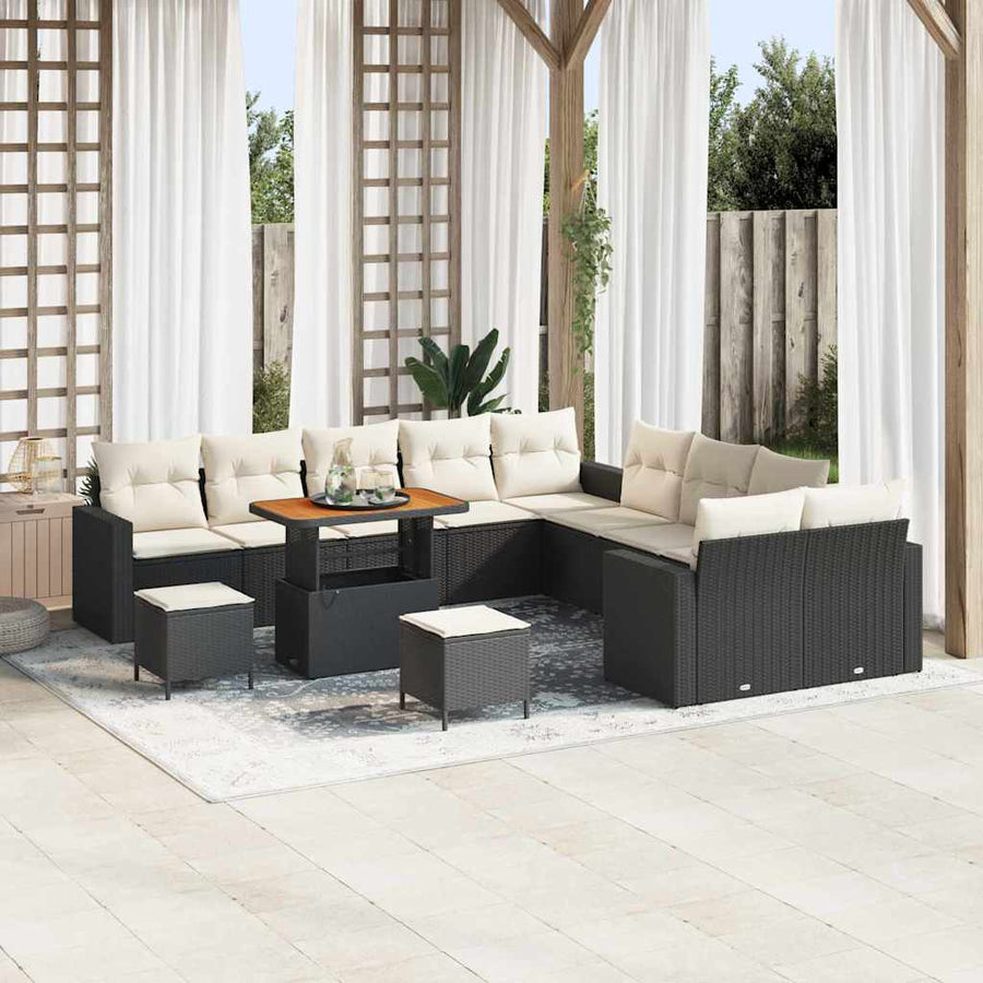 Tuinbankenset 13 pcs Zwart poly rattan