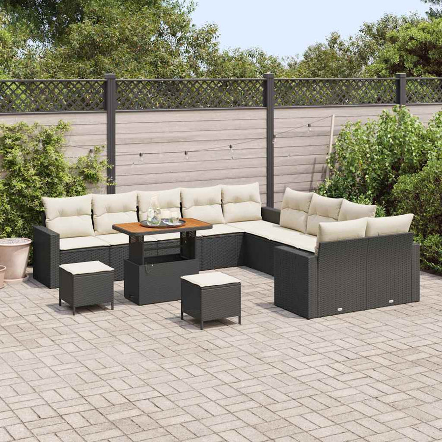 Tuinbankenset 13 pcs Zwart poly rattan