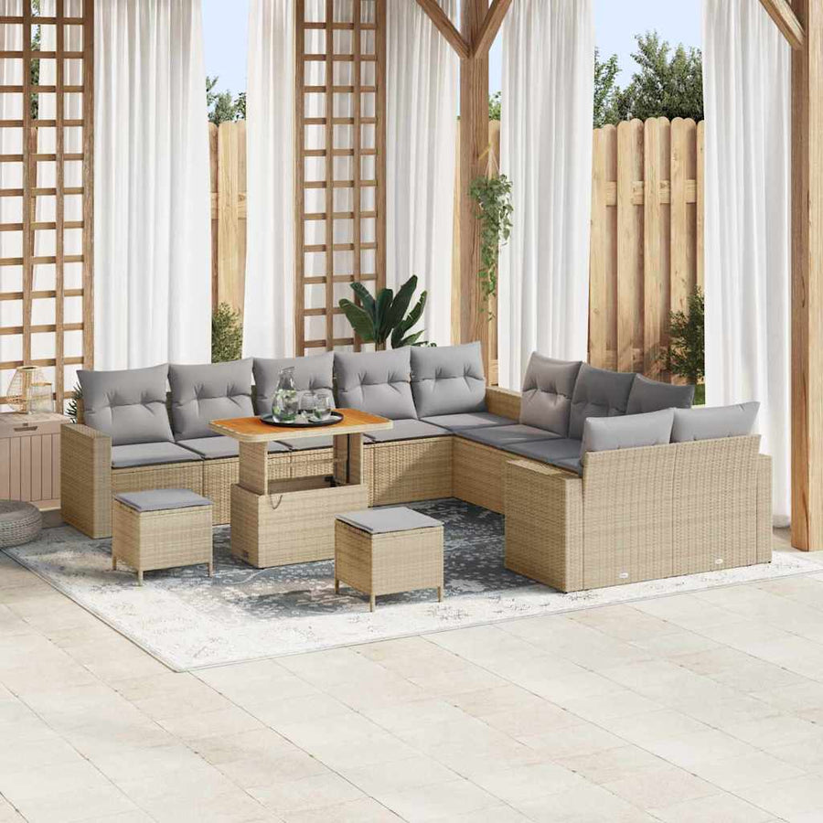 Tuinbankenset 13 pcs Beige poly rattan