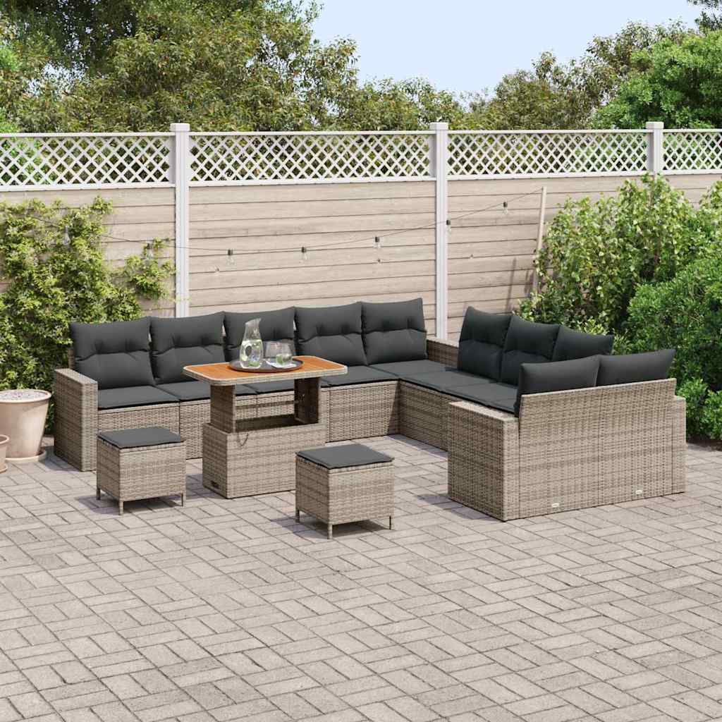 Tuinbankenset 13 pcs Grijs poly rattan
