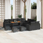 Garden lounge set 14 pcs Black poly rattan
