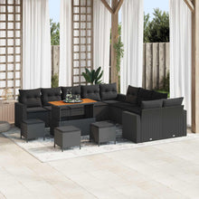 Tuinbankenset 14 pcs Zwart poly rattan