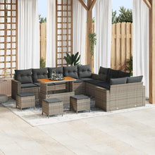 Tuinbankenset 14 pcs Grijs poly rattan