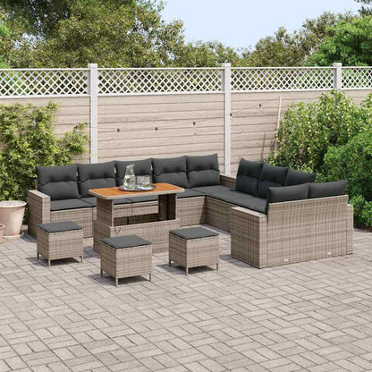Tuinbankenset 14 pcs Grijs poly rattan
