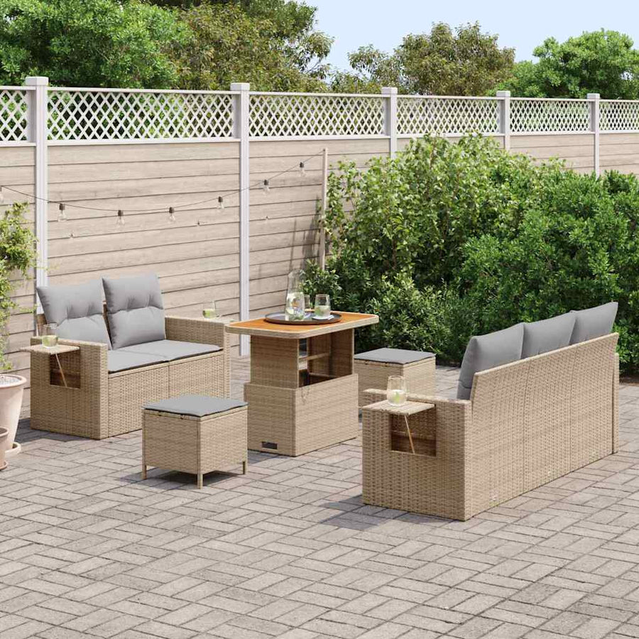 Tuin Sofa Set met kussen 8 pcs Beige poly rattan