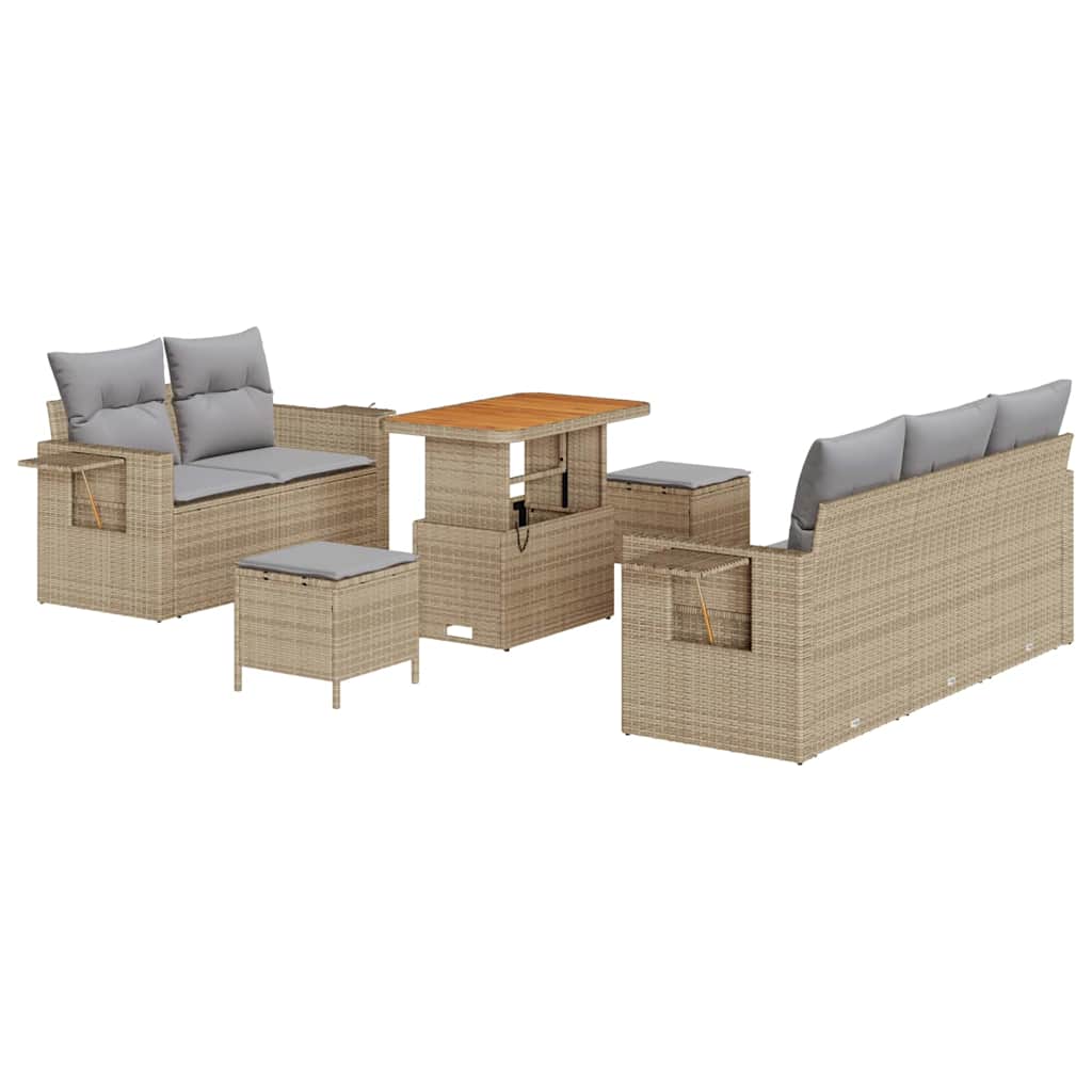 Tuin Sofa Set met kussen 8 pcs Beige poly rattan