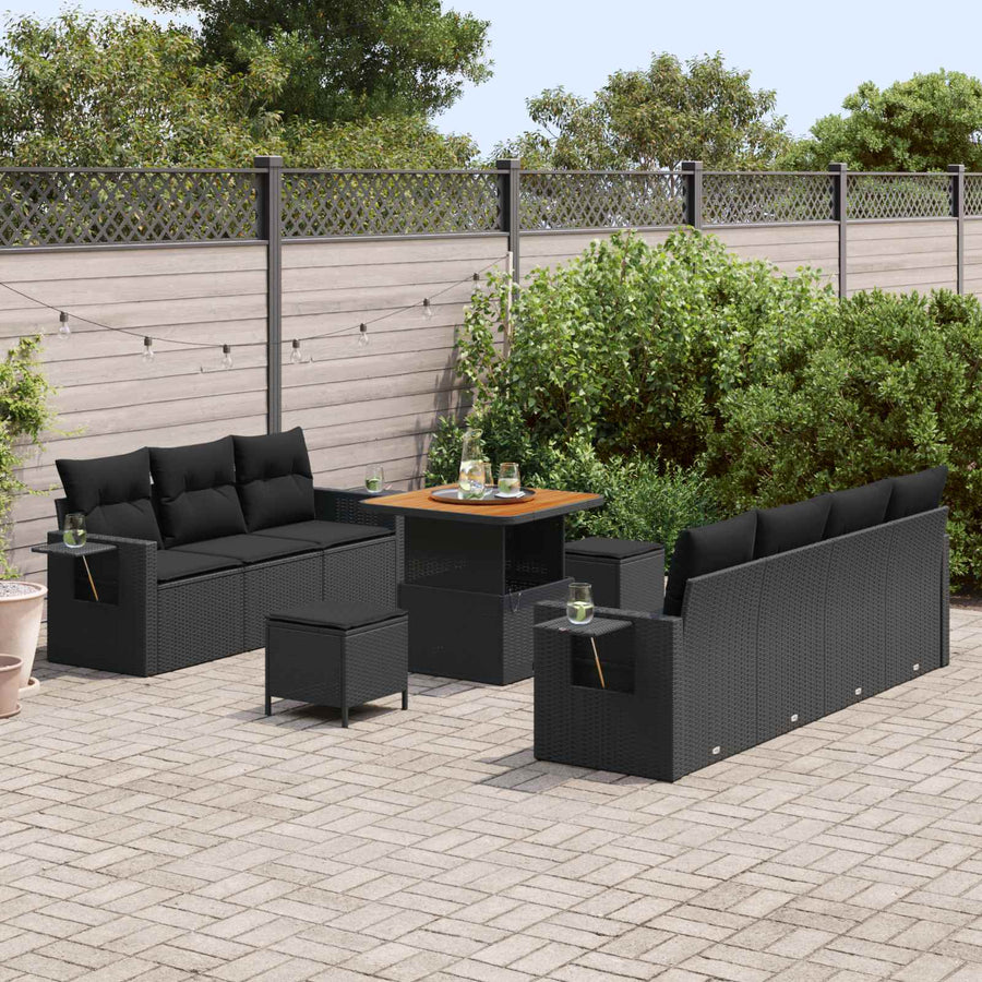 Tuin Sofa Set 10 pcs Zwart poly rattan