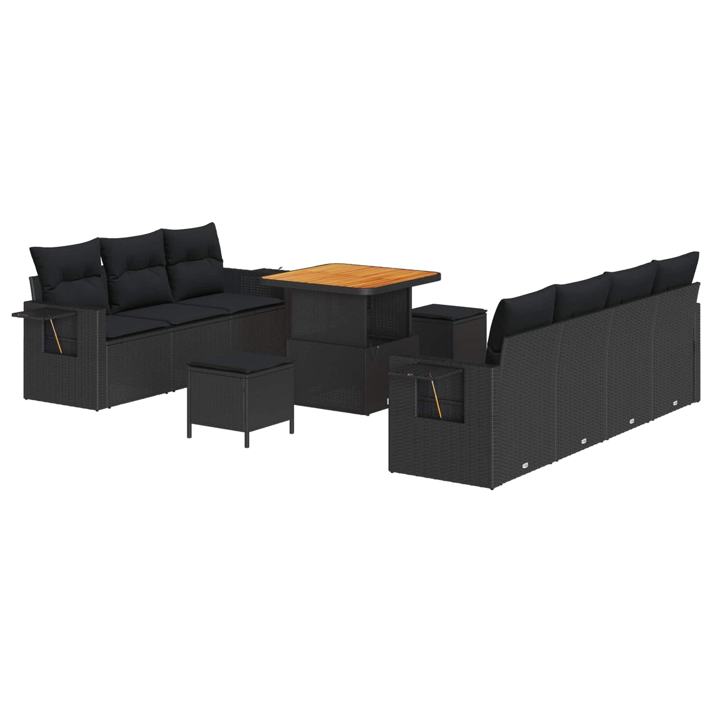 Tuin Sofa Set 10 pcs Zwart poly rattan