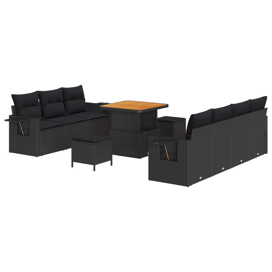 Tuin Sofa Set 10 pcs Zwart poly rattan