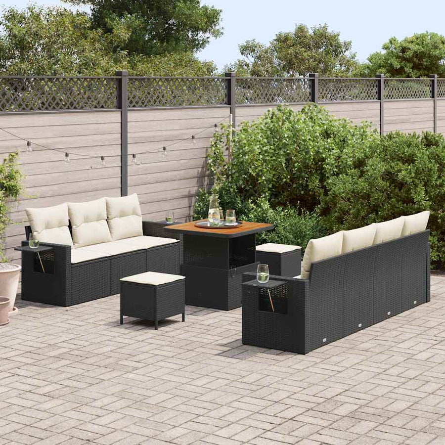 Tuin Sofa Set 10 pcs Zwart poly rattan